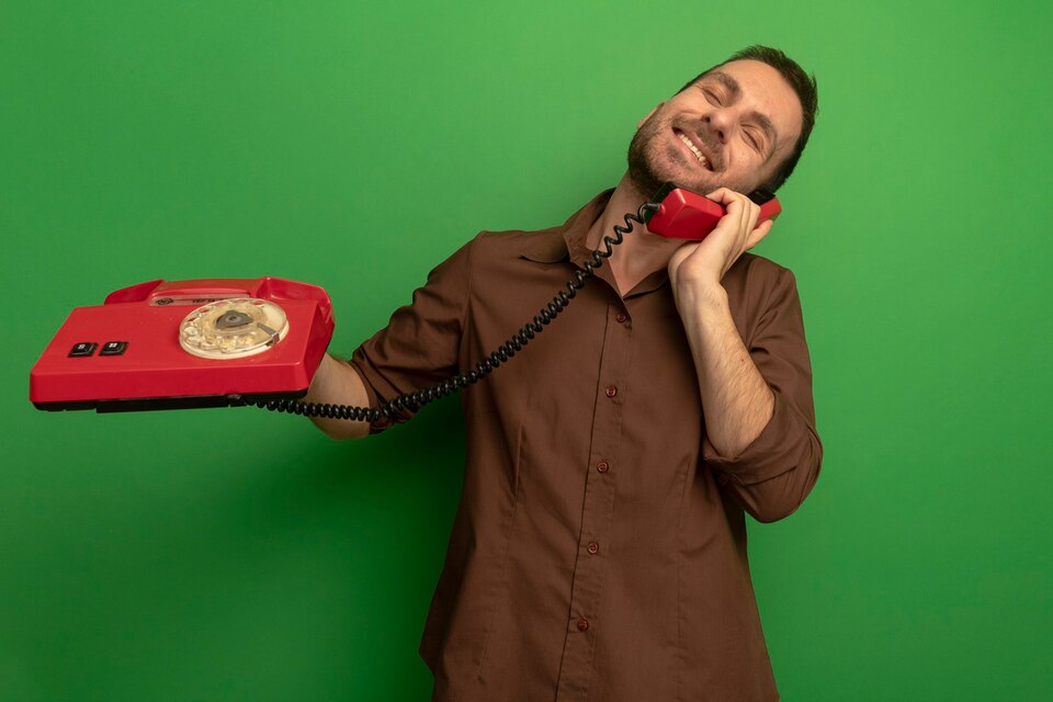 A landline phone symbolically redirecting a call to a mobile device, representing the process of landline call diversion