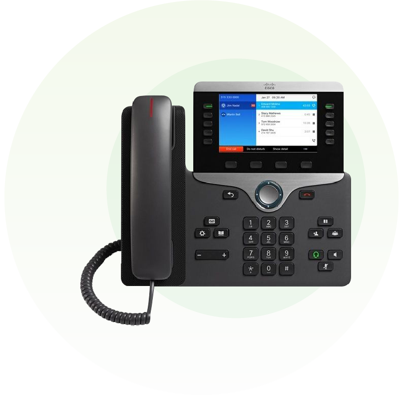 Modern Cisco IP desk phone with advanced features